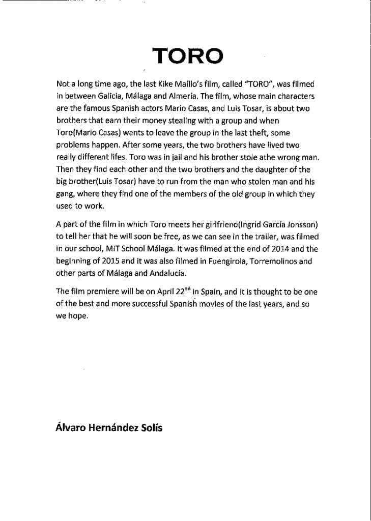 Toro - Alvaro Hernandez Solis 1º Bach